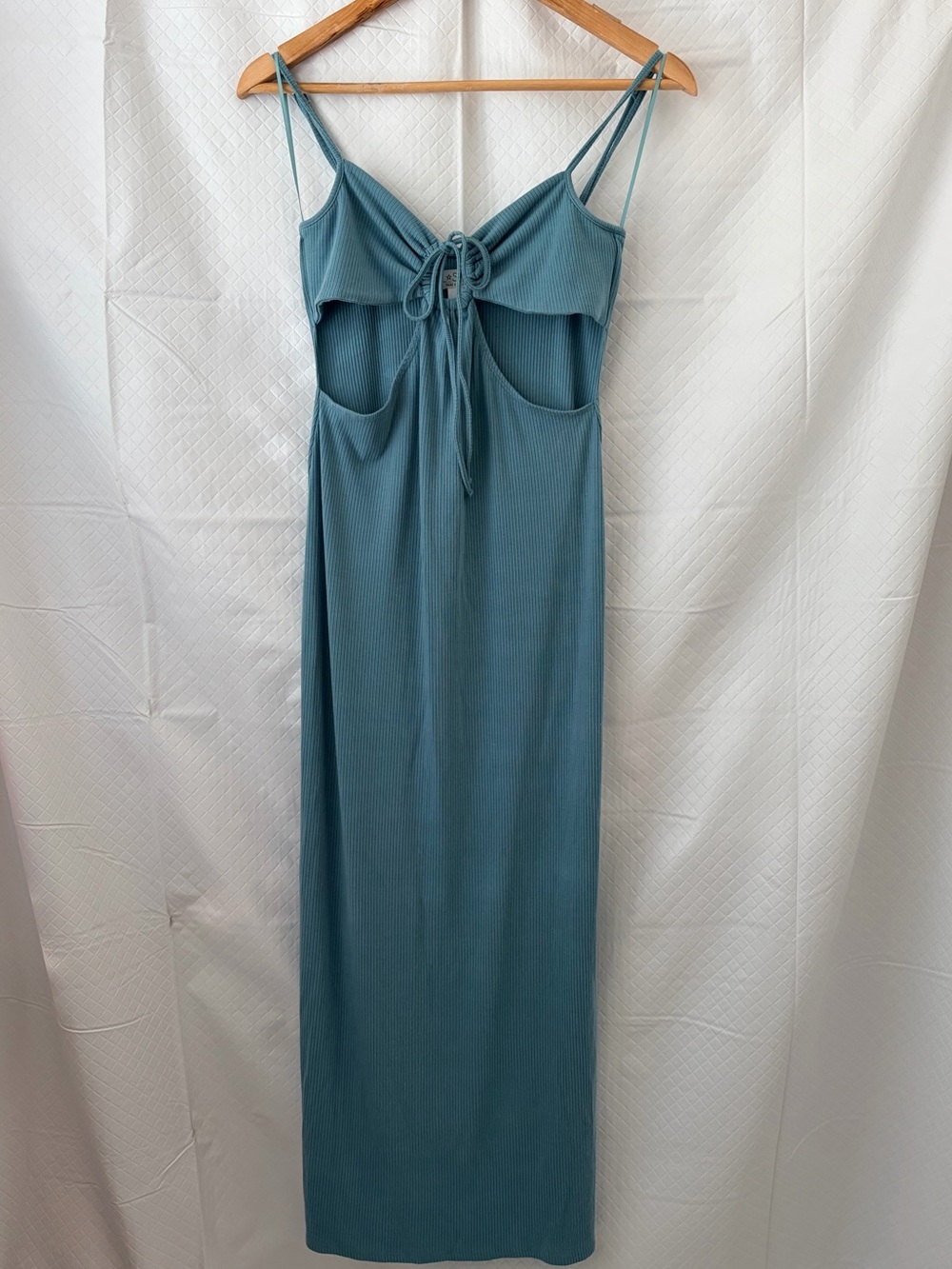 l*space Teal Blue Ribbed Cutout Maxi Dress